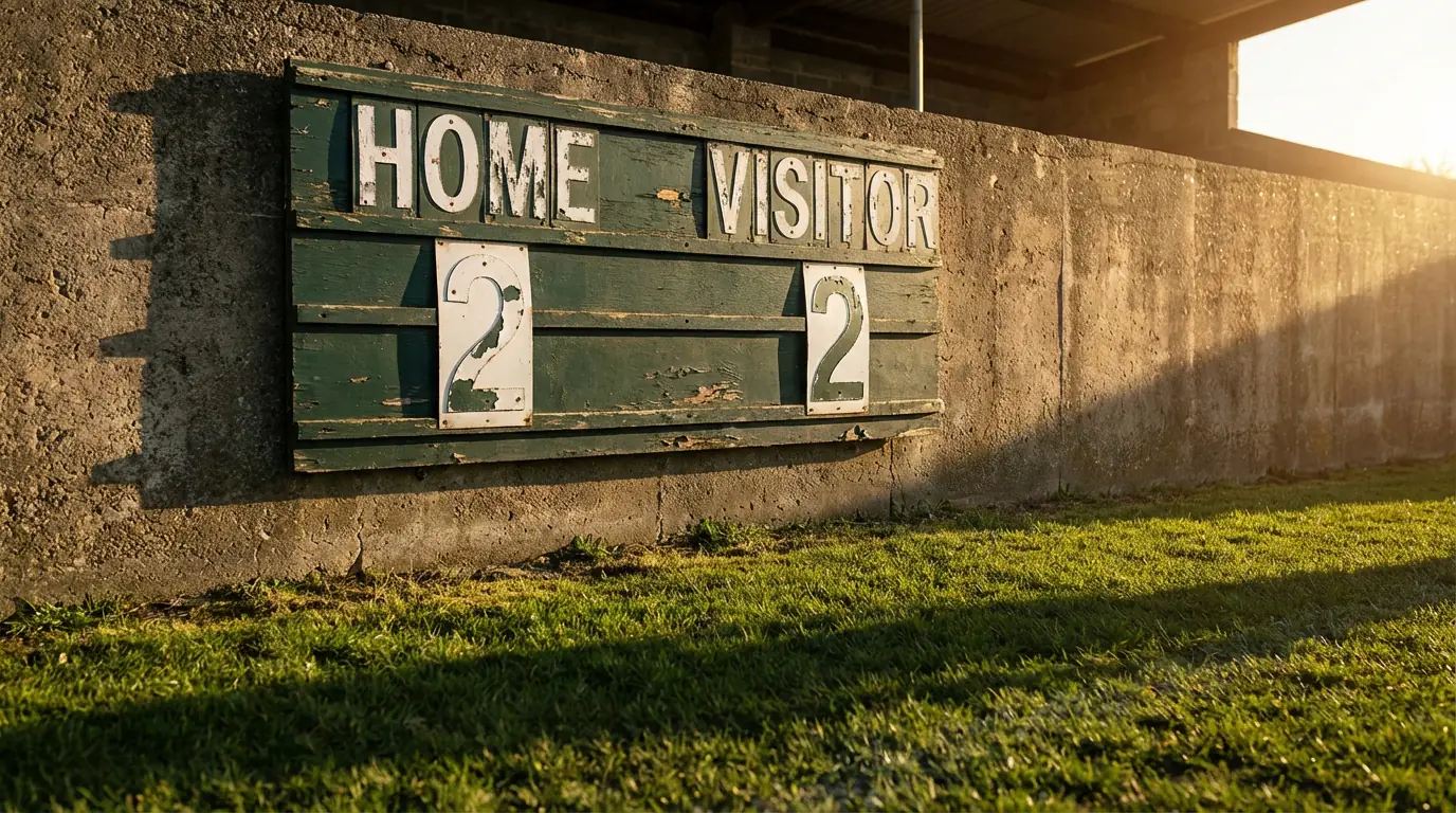 Tabellone segnapunti di una partita di calcio che mostra un pareggio con molti gol segnati